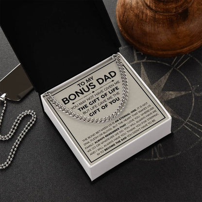 Bonus Dad Cuban Link Chain – Stepdad Gift, Father Figure Necklace for Men - Shopping Therapy, LLC Jewelry