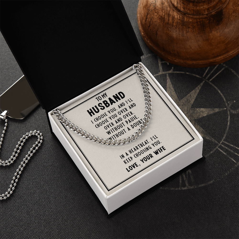 Husband’s Father's Day Cuban Link Chain – Romantic Gift from Wife - Shopping Therapy, LLC Jewelry