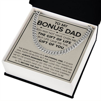 Bonus Dad Cuban Link Chain – Stepdad Gift, Father Figure Necklace for Men - Shopping Therapy, LLC Jewelry