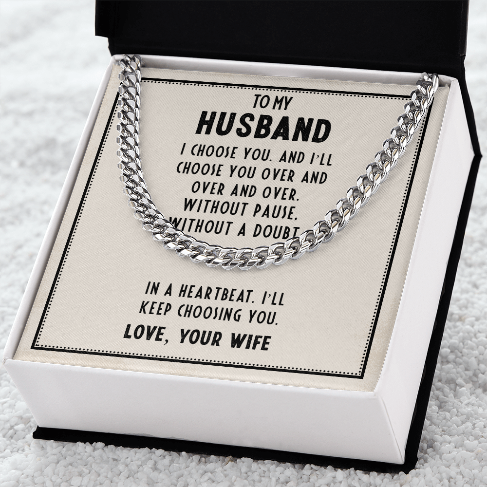 Husband’s Father's Day Cuban Link Chain – Romantic Gift from Wife - Shopping Therapy, LLC Jewelry