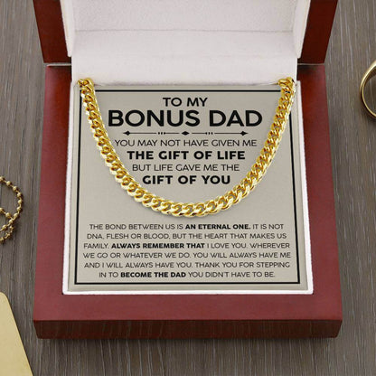 Bonus Dad Cuban Link Chain – Stepdad Gift, Father Figure Necklace for Men