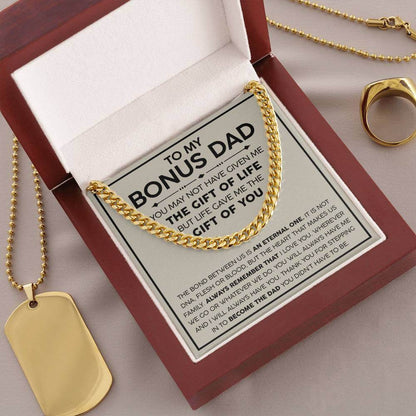 Bonus Dad Cuban Link Chain – Stepdad Gift, Father Figure Necklace for Men