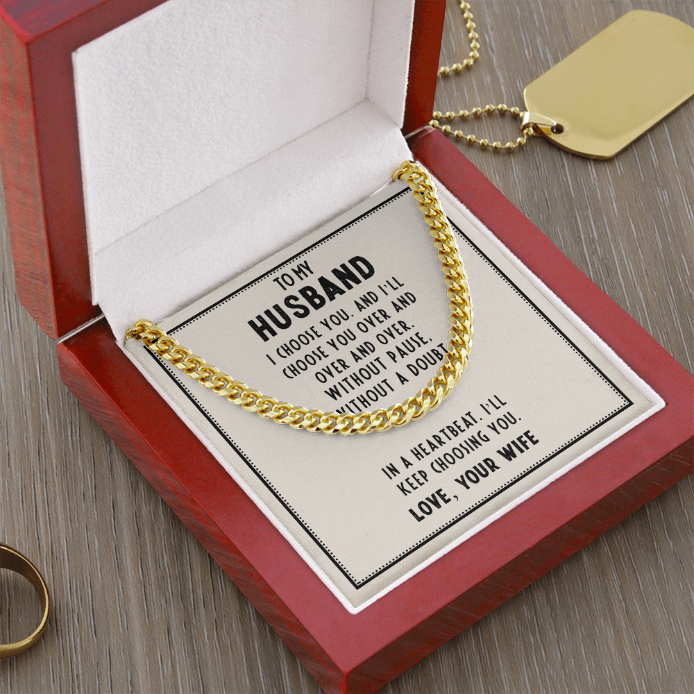 Husband’s Father's Day Cuban Link Chain – Romantic Gift from Wife - Shopping Therapy, LLC Jewelry