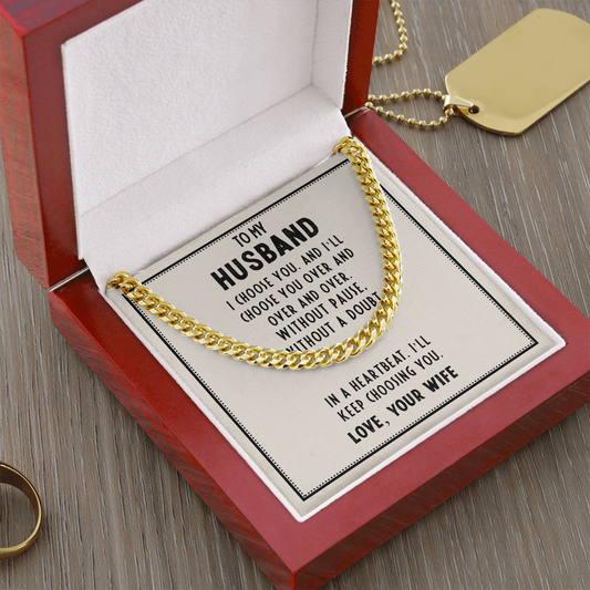 Husband’s Father's Day Cuban Link Chain – Romantic Gift from Wife - Shopping Therapy, LLC Jewelry