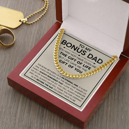 Bonus Dad Cuban Link Chain – Stepdad Gift, Father Figure Necklace for Men - Shopping Therapy, LLC Jewelry
