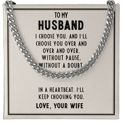 Husband’s Father's Day Cuban Link Chain – Romantic Gift from Wife - Shopping Therapy, LLC Jewelry