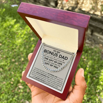 Bonus Dad Cuban Link Chain – Stepdad Gift, Father Figure Necklace for Men - Shopping Therapy, LLC Jewelry