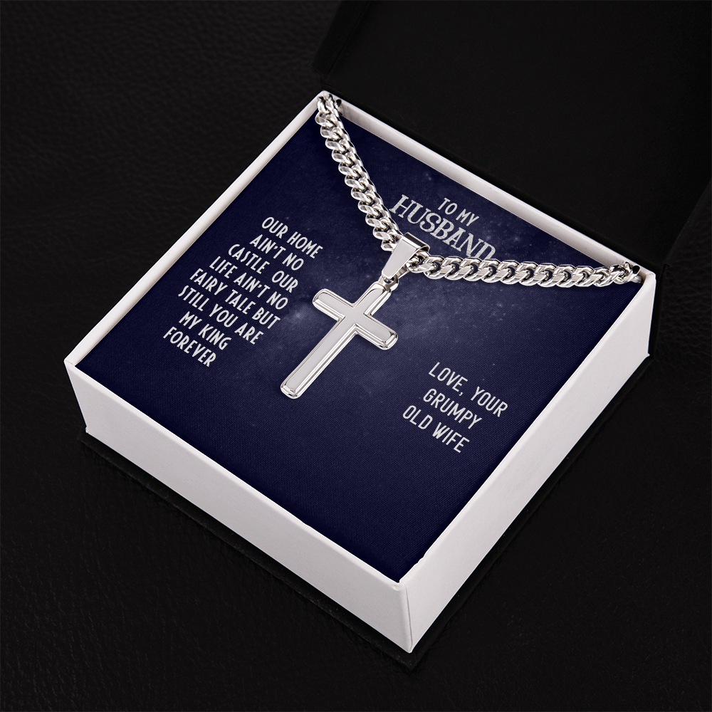 Husband’s Cuban Link Chain with Artisan Cross – Timeless Father’s Gift - Shopping Therapy, LLC Jewelry
