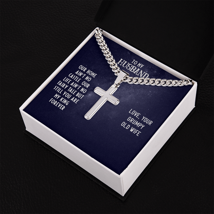 Husband’s Cuban Link Chain with Artisan Cross – Timeless Father’s Gift - Shopping Therapy, LLC Jewelry