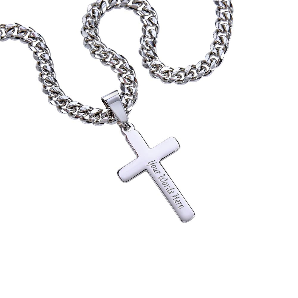 Husband’s Cuban Link Chain with Artisan Cross – Timeless Father’s Gift - Shopping Therapy, LLC Jewelry