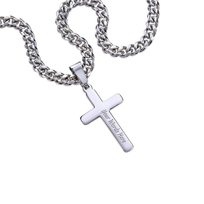 Husband’s Cuban Link Chain with Artisan Cross – Timeless Father’s Gift - Shopping Therapy, LLC Jewelry
