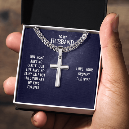 Husband’s Cuban Link Chain with Artisan Cross – Timeless Father’s Gift - Shopping Therapy, LLC Jewelry