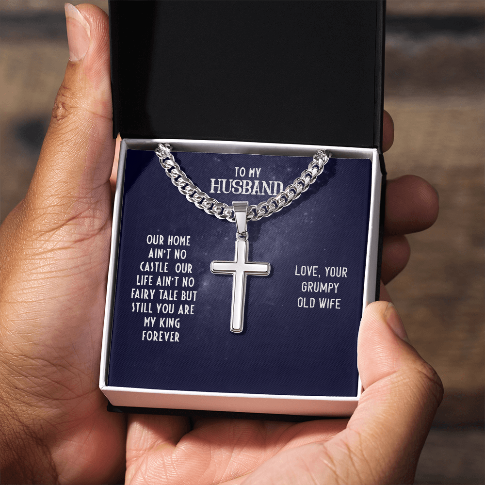 Husband’s Cuban Link Chain with Artisan Cross – Timeless Father’s Gift - Shopping Therapy, LLC Jewelry