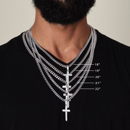 Husband’s Cuban Link Chain with Artisan Cross – Timeless Father’s Gift - Shopping Therapy, LLC Jewelry