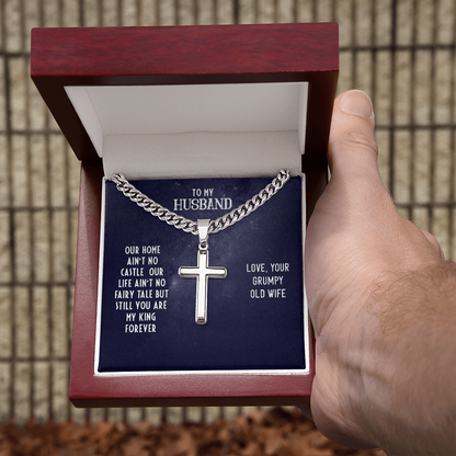 Husband’s Cuban Link Chain with Artisan Cross – Timeless Father’s Gift - Shopping Therapy, LLC Jewelry