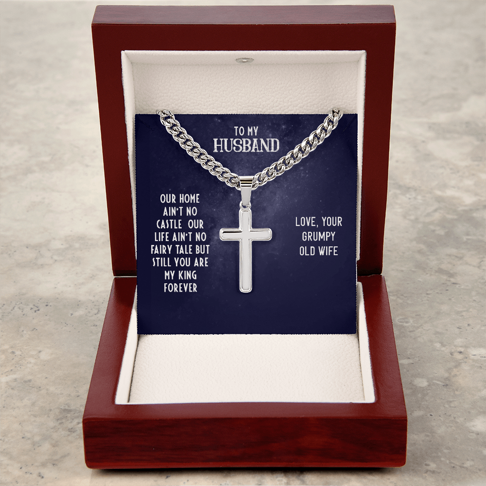 Husband’s Cuban Link Chain with Artisan Cross – Timeless Father’s Gift - Shopping Therapy, LLC Jewelry