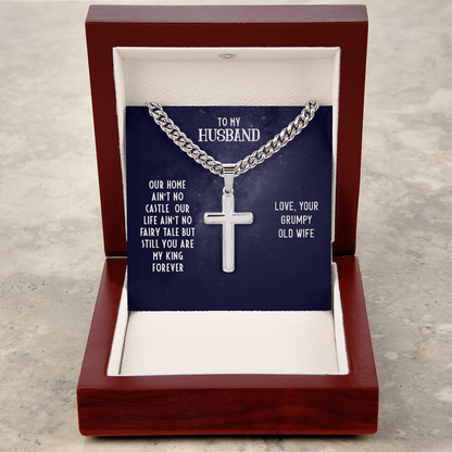 Husband’s Cuban Link Chain with Artisan Cross – Timeless Father’s Gift - Shopping Therapy, LLC Jewelry