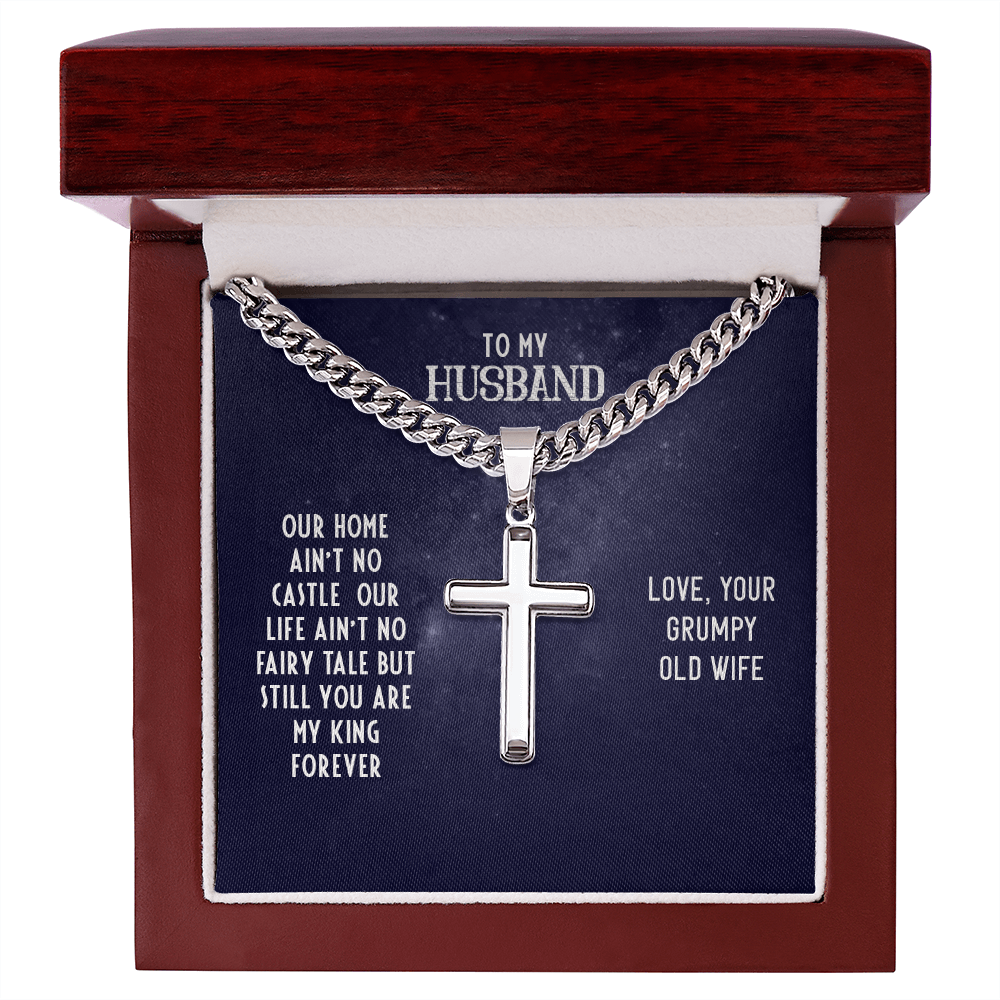 Husband’s Cuban Link Chain with Artisan Cross – Timeless Father’s Gift - Shopping Therapy, LLC Jewelry