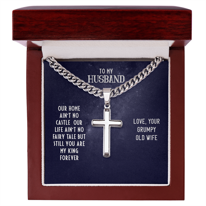 Husband’s Cuban Link Chain with Artisan Cross – Timeless Father’s Gift - Shopping Therapy, LLC Jewelry