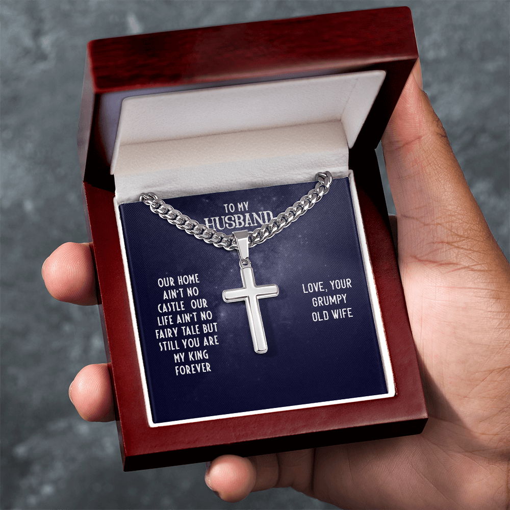 Husband’s Cuban Link Chain with Artisan Cross – Timeless Father’s Gift - Shopping Therapy, LLC Jewelry