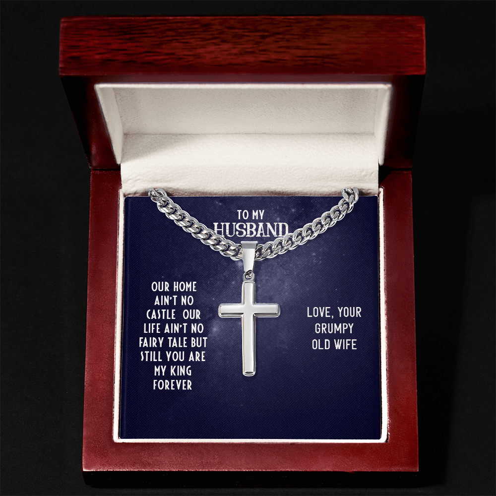 Husband’s Cuban Link Chain with Artisan Cross – Timeless Father’s Gift - Shopping Therapy, LLC Jewelry
