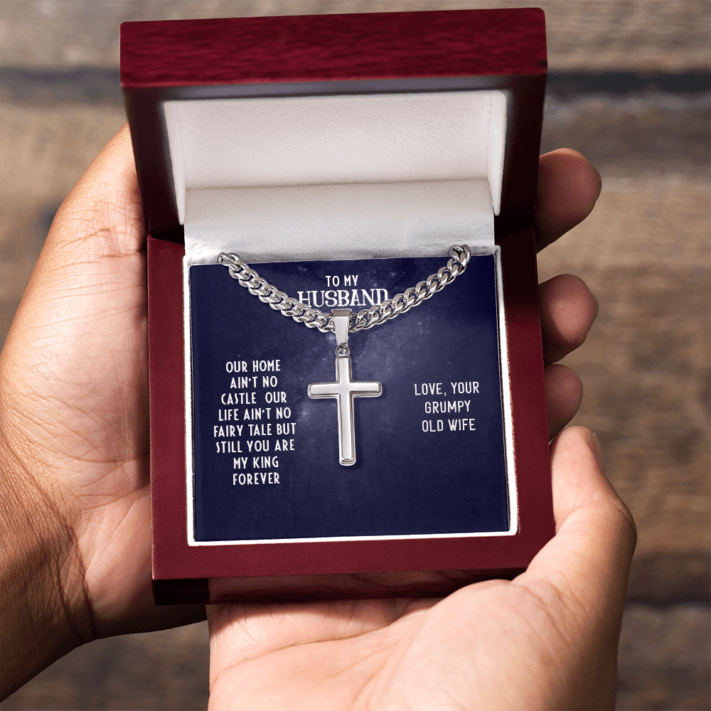 Husband’s Cuban Link Chain with Artisan Cross – Timeless Father’s Gift - Shopping Therapy, LLC Jewelry