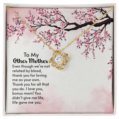 Bonus Mom Love Knot Necklace (White & Gold) - Shopping Therapy, LLC Jewelry