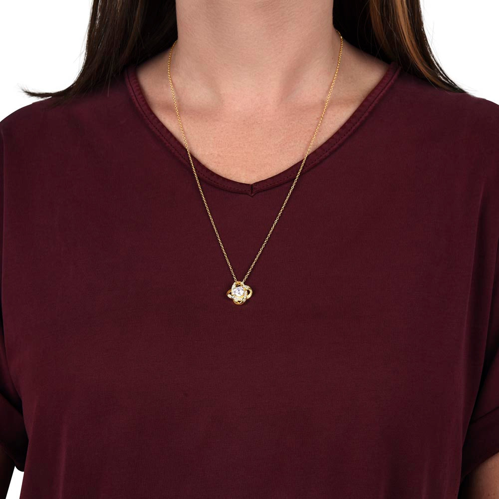 Bonus Mom Love Knot Necklace (White & Gold)