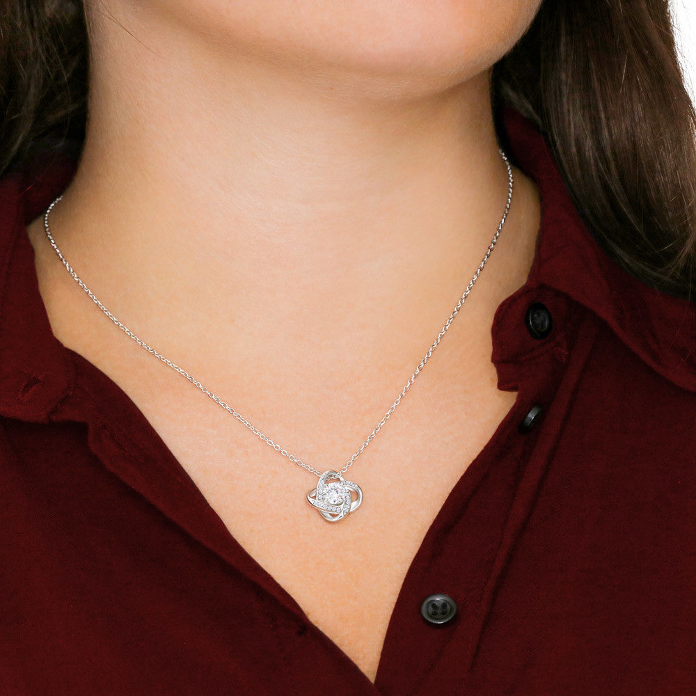 Bonus Mom Love Knot Necklace (White & Gold) - Shopping Therapy, LLC Jewelry