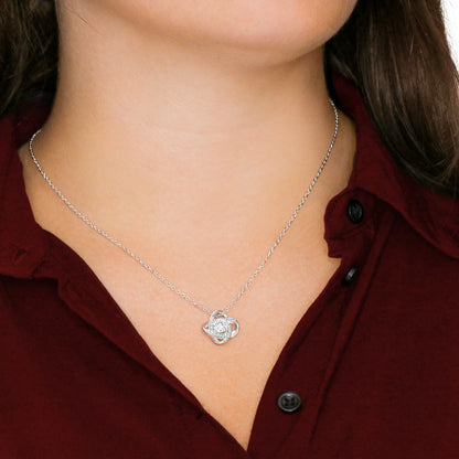Bonus Mom Love Knot Necklace (White & Gold) - Shopping Therapy, LLC Jewelry