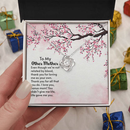 Bonus Mom Love Knot Necklace (White & Gold) - Shopping Therapy, LLC Jewelry