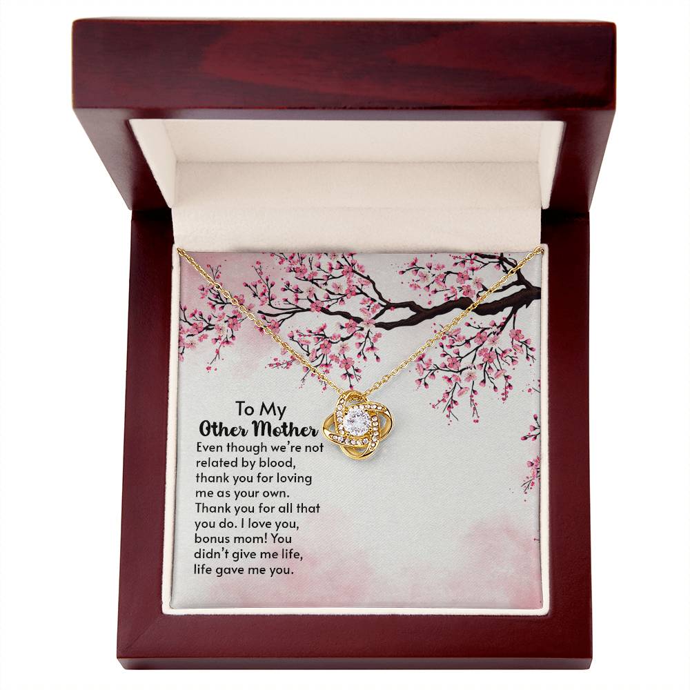Bonus Mom Love Knot Necklace (White & Gold) - Shopping Therapy, LLC Jewelry