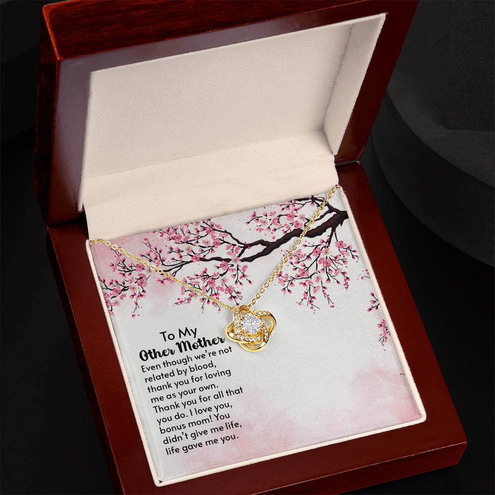 Bonus Mom Love Knot Necklace (White & Gold)