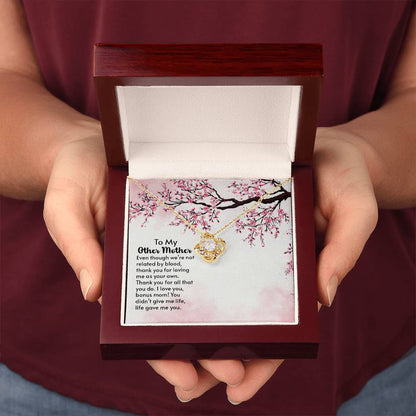 Bonus Mom Love Knot Necklace (White & Gold) - Shopping Therapy, LLC Jewelry