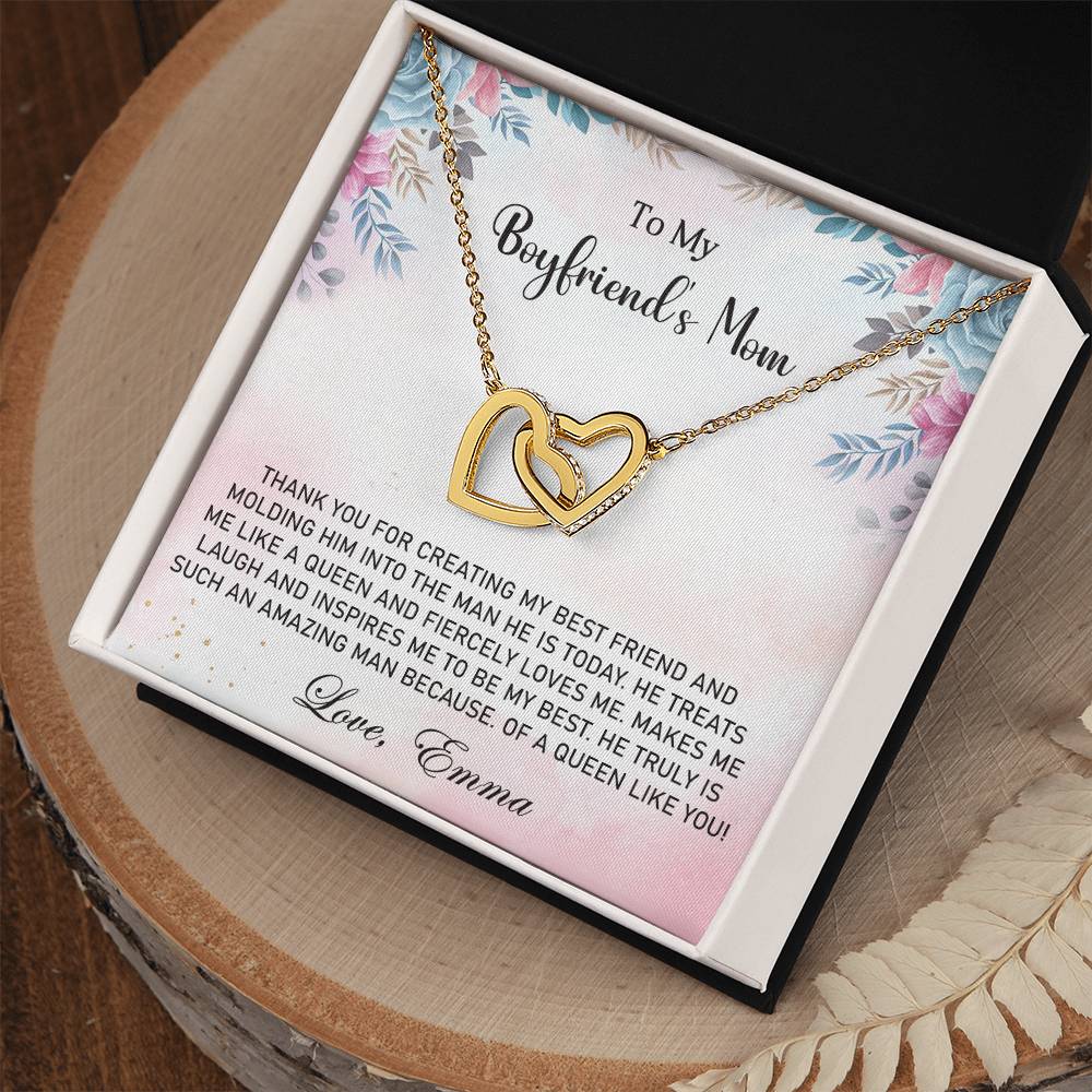 Interlocking Hearts Necklace – Boyfriend's Mom Gift with CZ Crystals