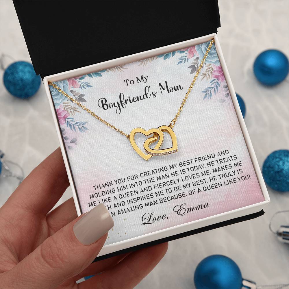 Interlocking Hearts Necklace – Boyfriend's Mom Gift with CZ Crystals