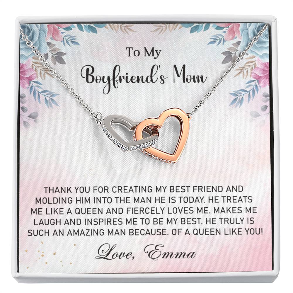 Interlocking Hearts Necklace – Boyfriend's Mom Gift with CZ Crystals