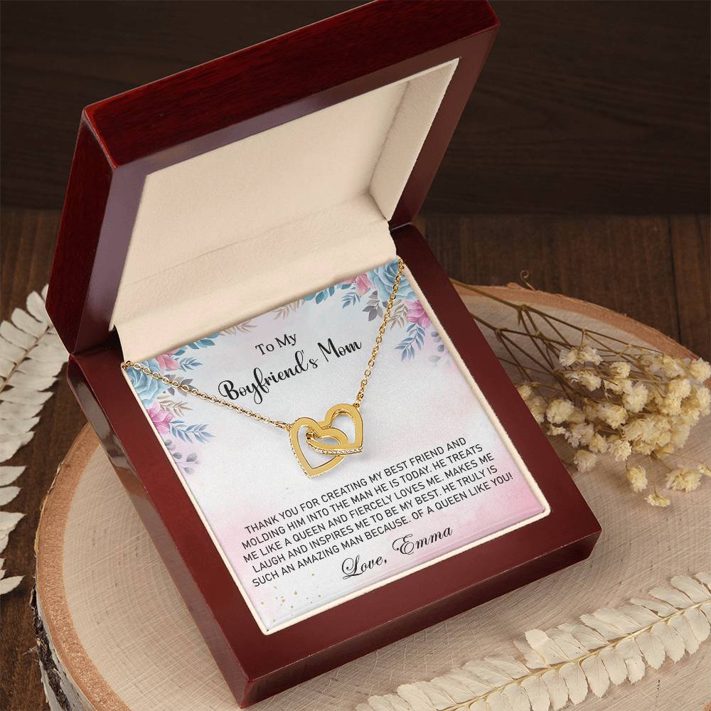 Interlocking Hearts Necklace – Boyfriend's Mom Gift with CZ Crystals