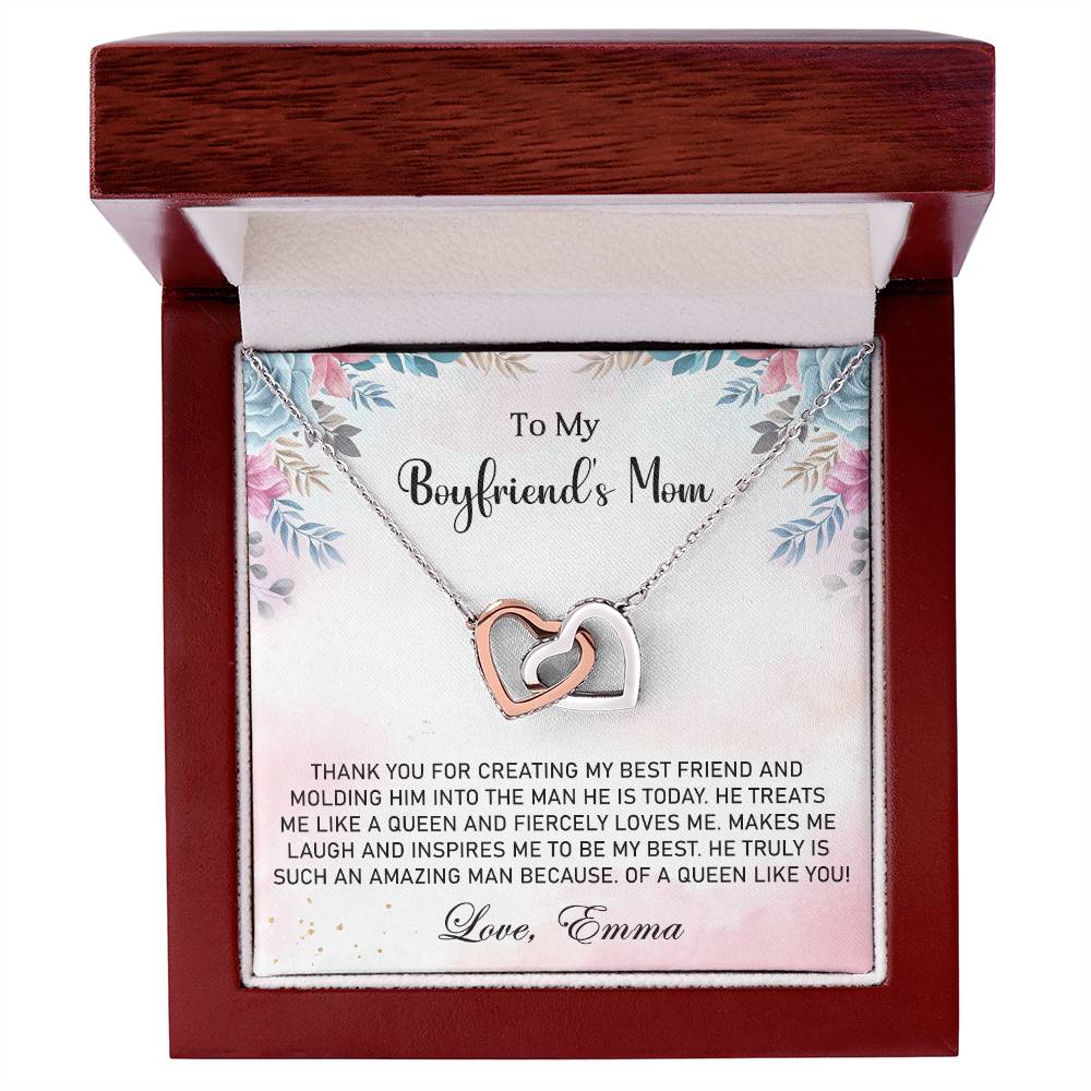 Interlocking Hearts Necklace – Boyfriend's Mom Gift with CZ Crystals