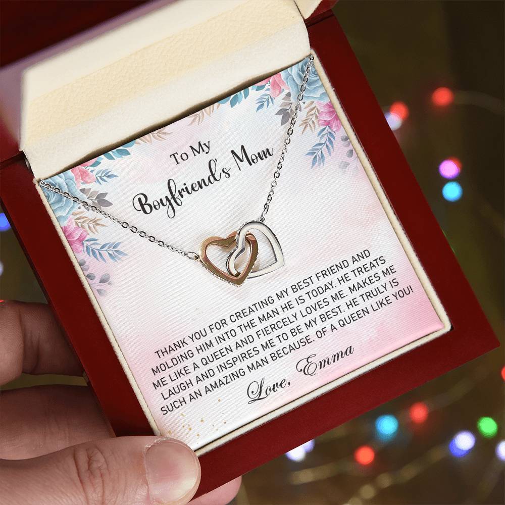 Interlocking Hearts Necklace – Boyfriend's Mom Gift with CZ Crystals