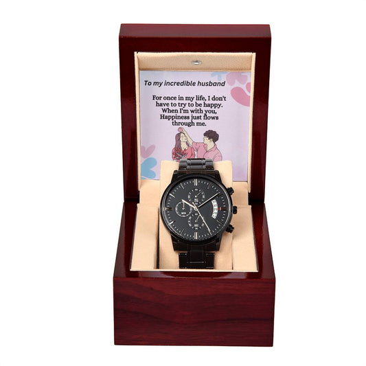 Black Chronograph Watch For Men - Shopping Therapy, LLC Men watches