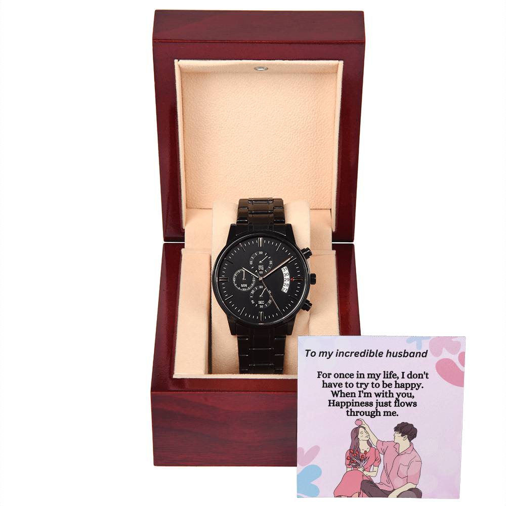 Black Chronograph Watch For Men - Shopping Therapy, LLC Men watches