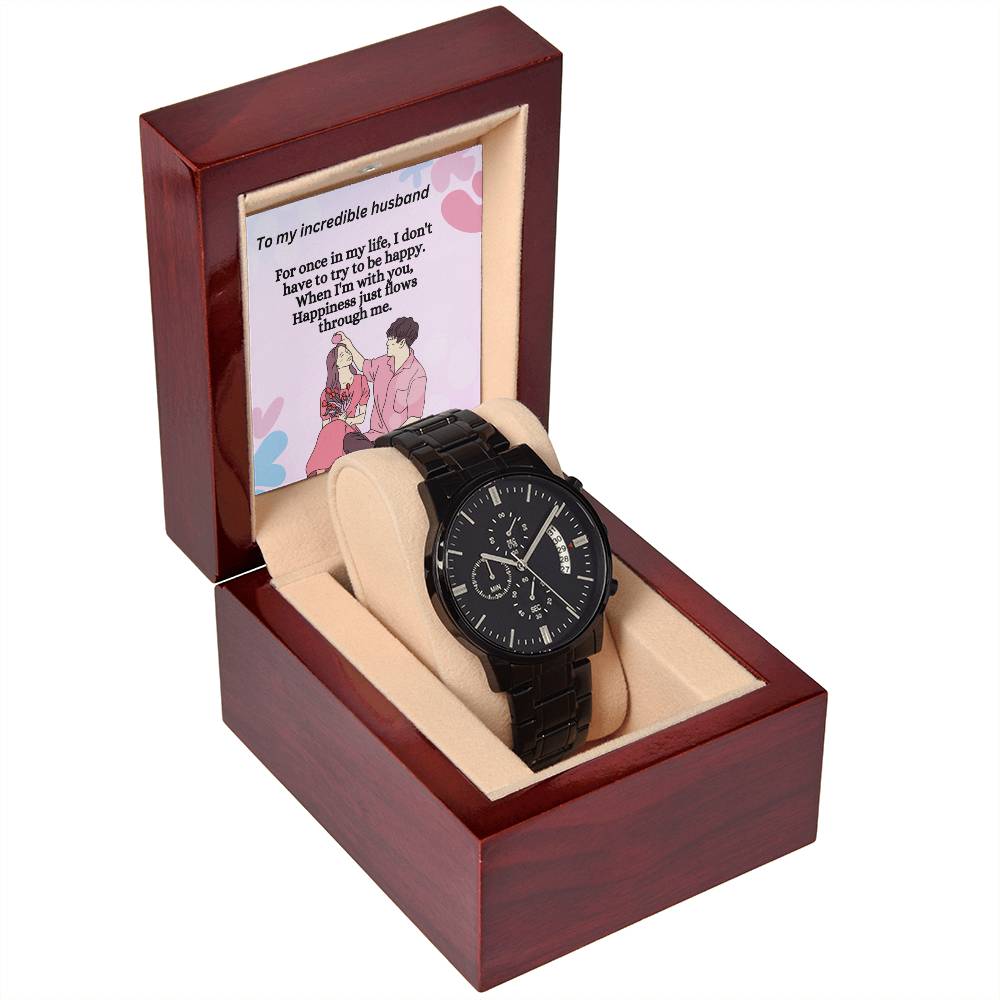 Black Chronograph Watch For Men - Shopping Therapy, LLC Men watches