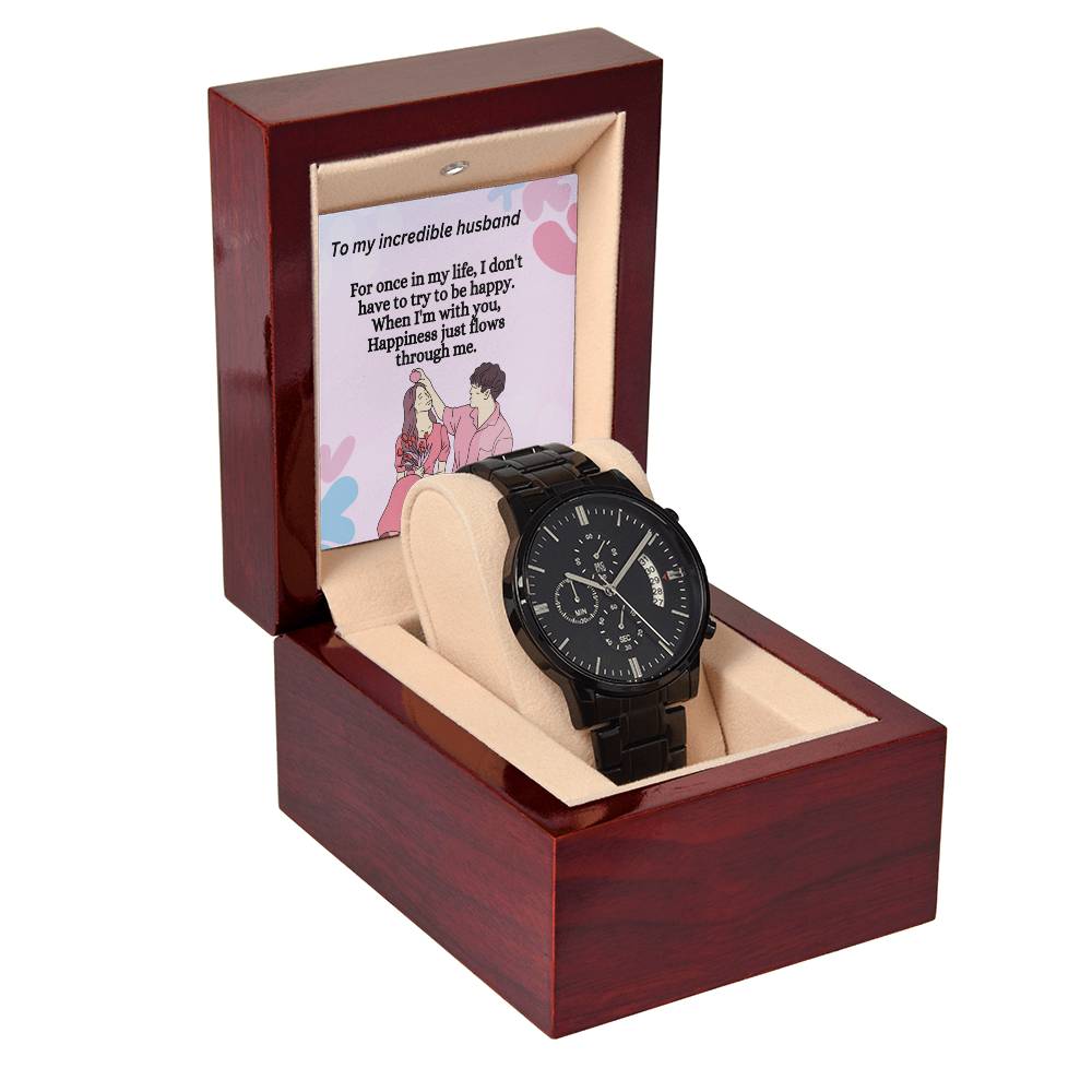 Black Chronograph Watch For Men