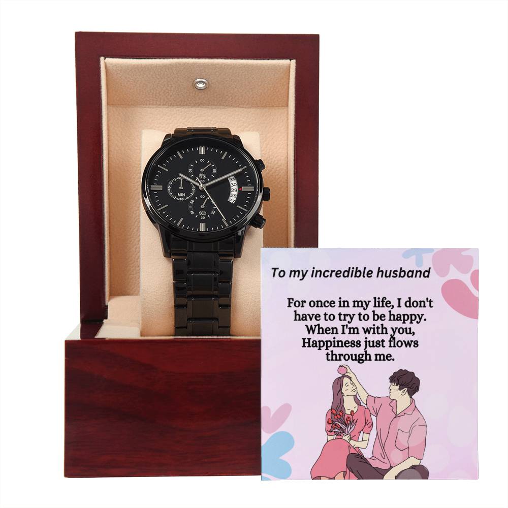Black Chronograph Watch For Men - Shopping Therapy, LLC Men watches