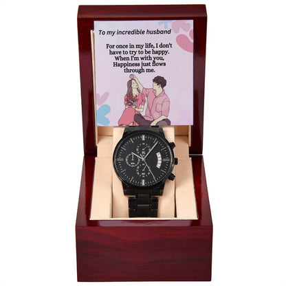 Black Chronograph Watch For Men - Shopping Therapy, LLC Men watches
