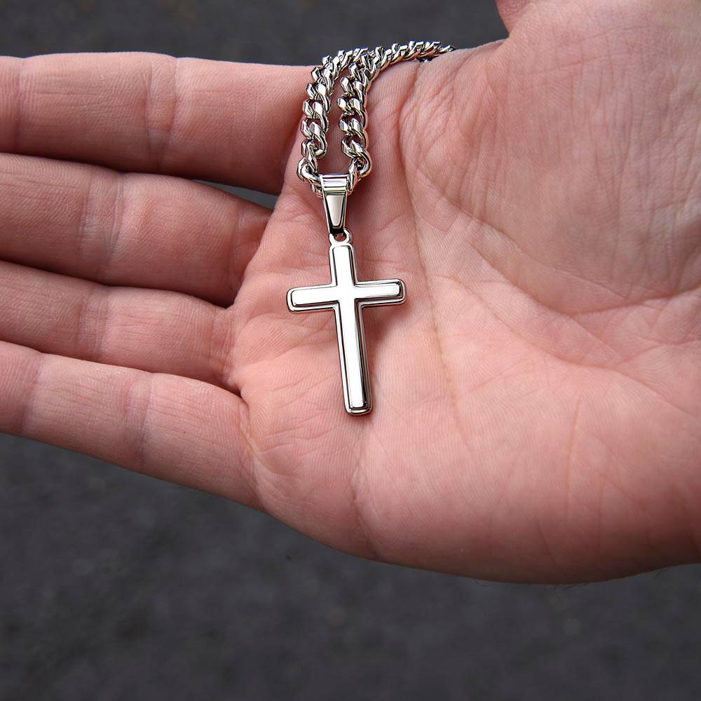 You Stood Beside Me Cuban Link Cross Chain For Men - Shopping Therapy, LLC Jewelry