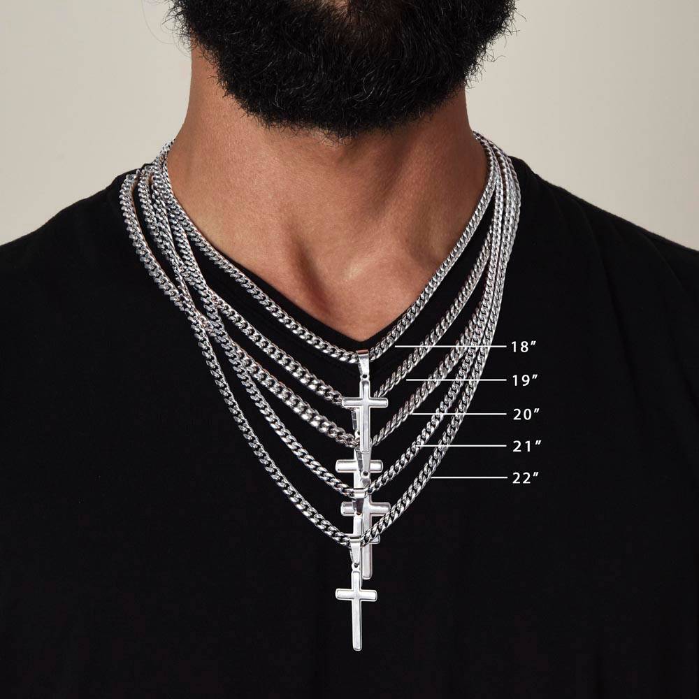 You Stood Beside Me Cuban Link Cross Chain For Men - Shopping Therapy, LLC Jewelry