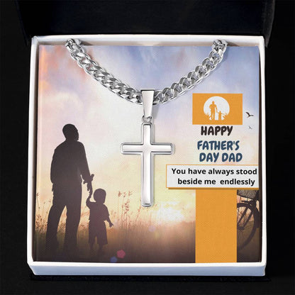 You Stood Beside Me Cuban Link Cross Chain For Men - Shopping Therapy, LLC Jewelry