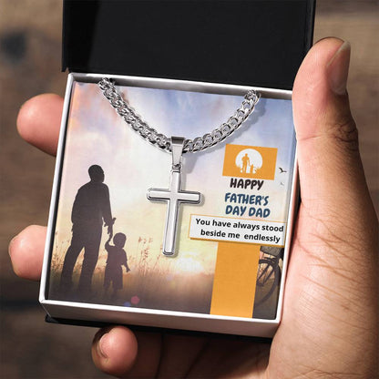 You Stood Beside Me Cuban Link Cross Chain For Men - Shopping Therapy, LLC Jewelry